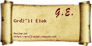 Grüll Elek névjegykártya